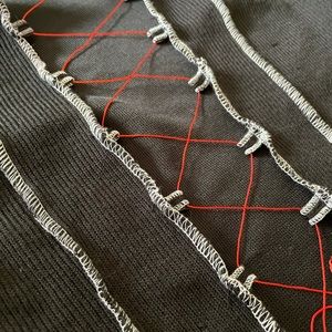 lace up top stitching ribbed crop top